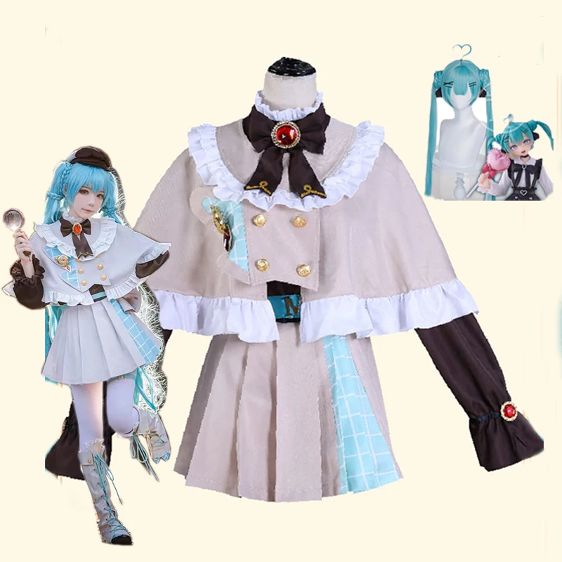 

Little Detective Cosplay Costume Unform Suit Skirt World Plan Colorful Stage Cloak Shoes Cover Heart Ahoge Wig