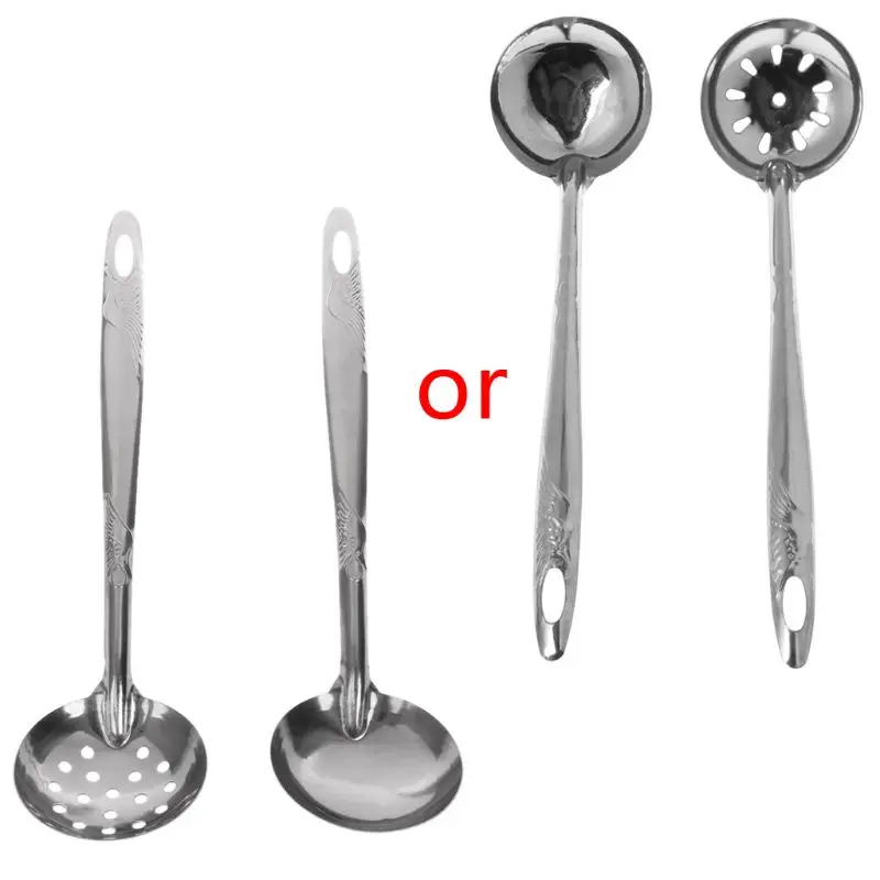 2Pcs Stainless Steel Large Soup Spoon Ladle Skimmer Colander Filter Kitchen Tool