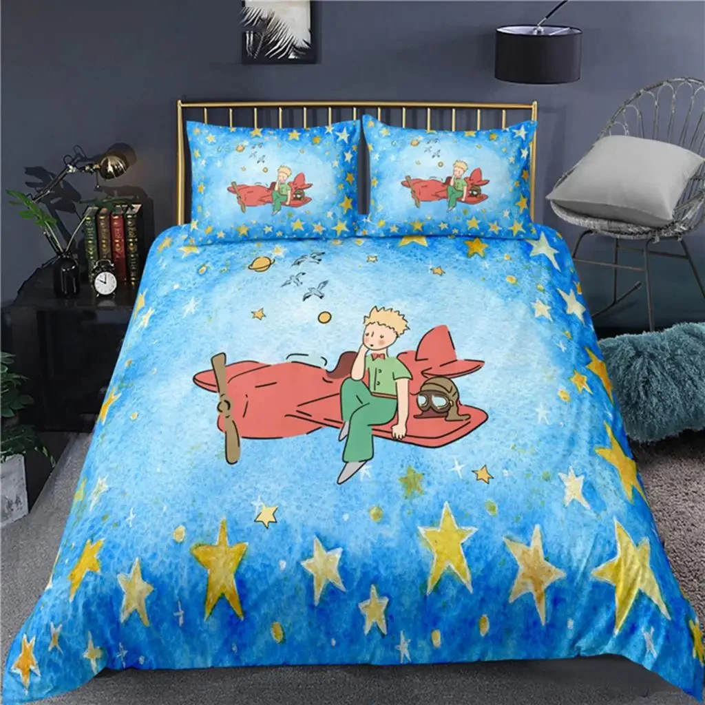 

Anime Little Prince Le Petit Prince Bedding Set Boys Girls Twin Queen Size Duvet Cover Pillowcase Bed Kids Adult Customizable