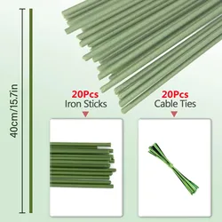 Plant Support Sticks and Reusable Flower Clips for Garden Climbing Plants (20pcs)