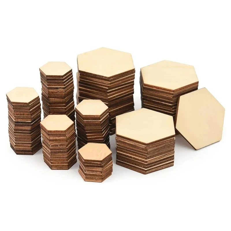 1-20cm 미완성 나무 육각 슬라이스, DIY 공예 예술, 홈 데코, 페인팅, 스테..