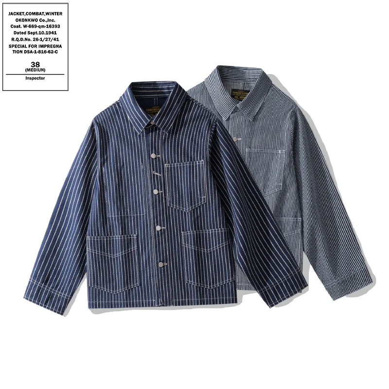 OKONKWO Outdoor Workwear Jacket Aramaic WABASH Striped Denim Multi