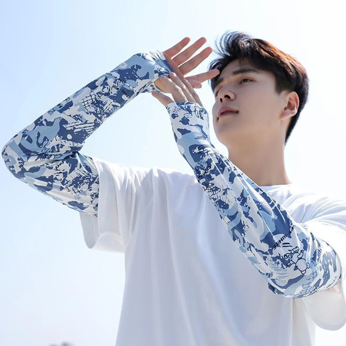 Men's Sleeve Cover Camouflage Loose Sun Protection Ice Silk Outdoor Fishing And Cycling UV Protection Extended Arm Cover