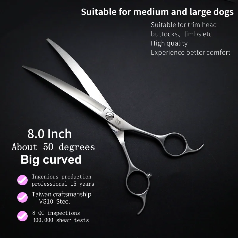 Crane Big Curved Scissors 50&deg; 7.5/8inch Pet Dog Grooming Scissors Big Size Pets Hair Super Curved Shears dog grooming scissors hairdressing scissors hair trimmer scissors