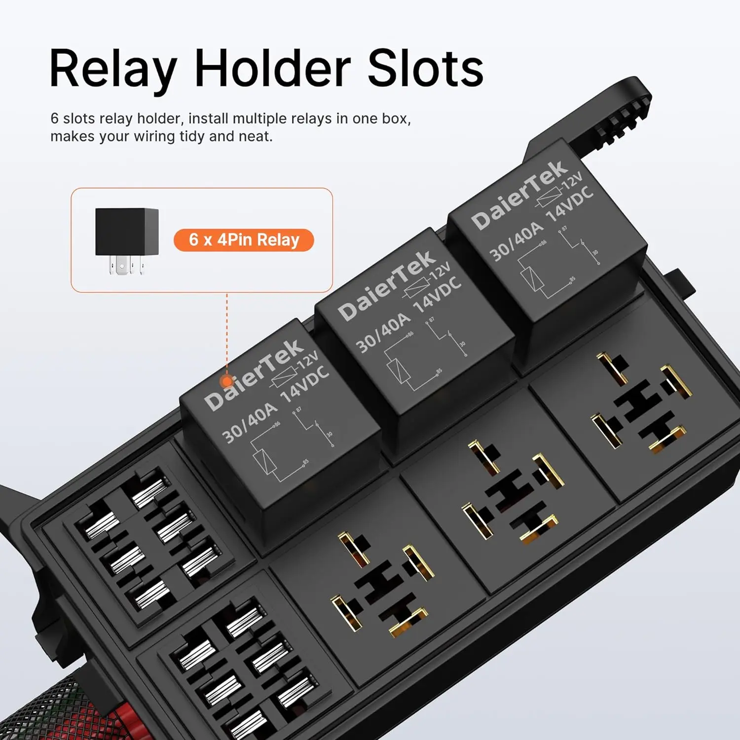 Fuse Box DaierTek 12V 6 Way Relay 6 Slot ATC/ATO For Car Marine