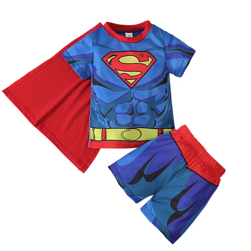 Spiderman Pajamas Set for Boys Avengers Superhero Captain America Cosplay Homewear Tops Shorts Suit Halloween Sleepwear