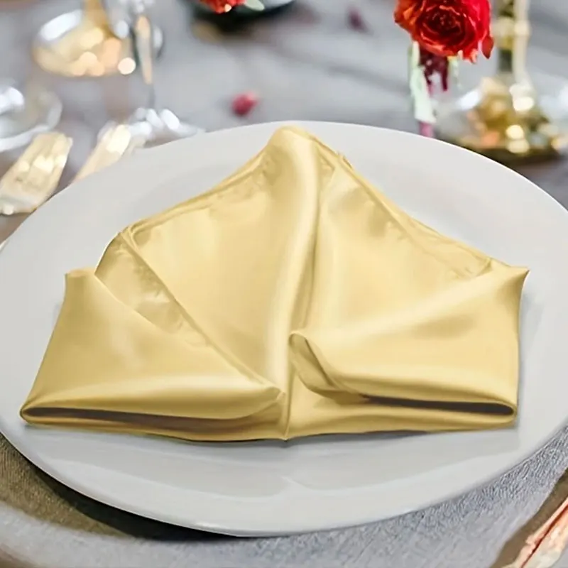 Set Of 6 40x40cm Table Cloth Napkins Durable Satin Polyester Thicken Placemat Reusable for Kitchen Dining  Wedding Decoration