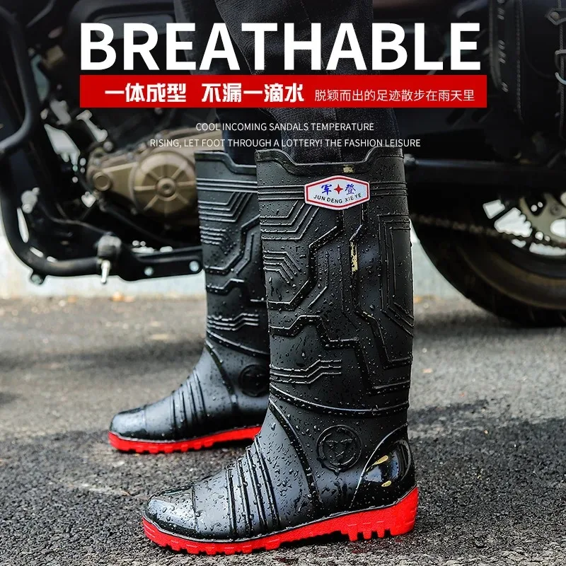 Rainy Motorcycle Waterproof Knight Rain Boots Wearing High Barrel Plush Warm Rain Shoes Water Boots Plush Beat One Size Up