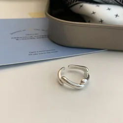 Elegant 925 Sterling Silver Cross Hollow Chain Finger Ring - Geometric Design Jewelry Gift - Resizable (30HLZY5981)