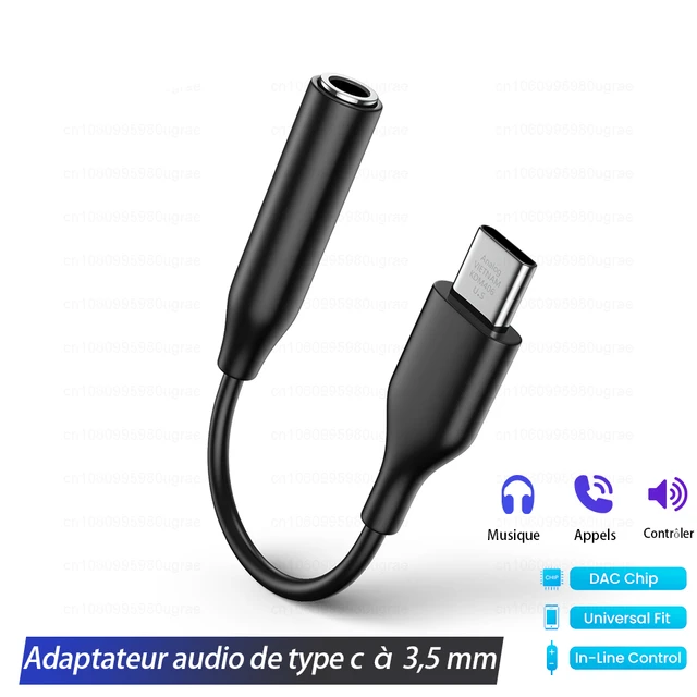 Adaptateur Jack USB Type-C vers Jack 3.5mm pour Samsung Note 20, S20, S21,  ultra USB