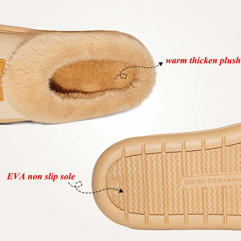 Thick Bottom Fluffy Home Slippers Women Indoor Mute Non Slip Cotton Slippers Woman Lightweight Soft Sole Warm Winter Shoes 45