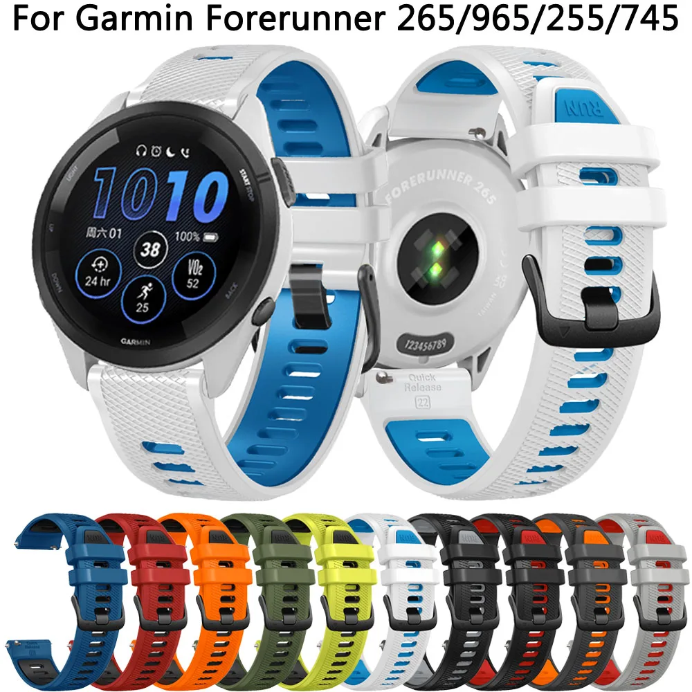 

Ремешок для наручных часов Garmin Forerunner 265/965/745/255, 22 мм, силиконовый браслет для Vivoactive 4 CAME 2/3