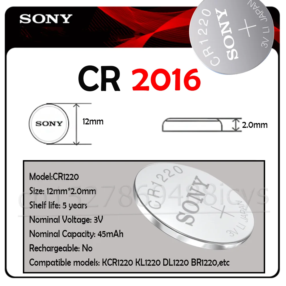 5PCS Original Sony CR1220 3V Lithium Battery KCR1220 DL1220 BR1220  ECR1220 LM1220 Button Cell Coin For Watch Toy Calculator coin cell