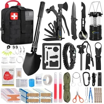 170 PCS Survival Kits Survival First Aid Kit Trauma Kit with Essential Survival Gear Emergency Medical Supplies for Hiking Camp 1
