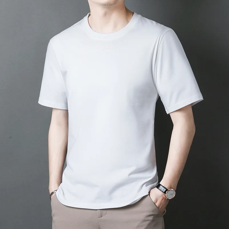 

2023 Summer New Short Sleeve T-Shirt Men's Solid Color Loose Cotton Top Black, White, Dark Gray, Yellow, Red