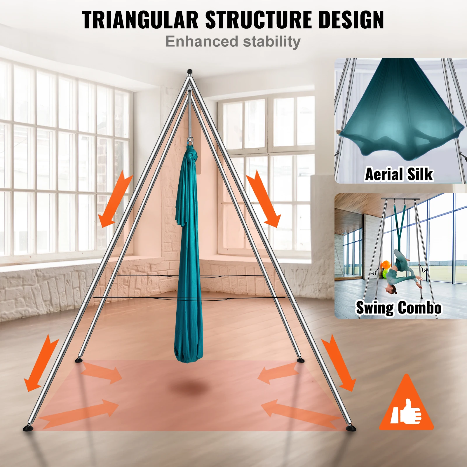 Steel Aerial Yoga Frame and Hammock for Indoor Outdoor Use