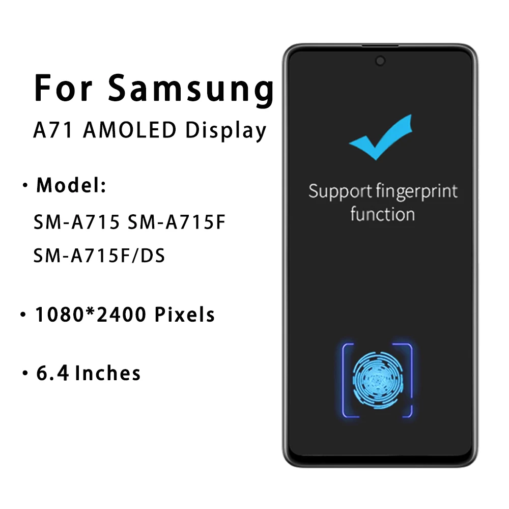 LCD originale al 6.7 per Samsung A71 Display LCD Touch Screen Digitizer Assembly LCD Super AMOLED per parte di ricambio SM-A715 A715F