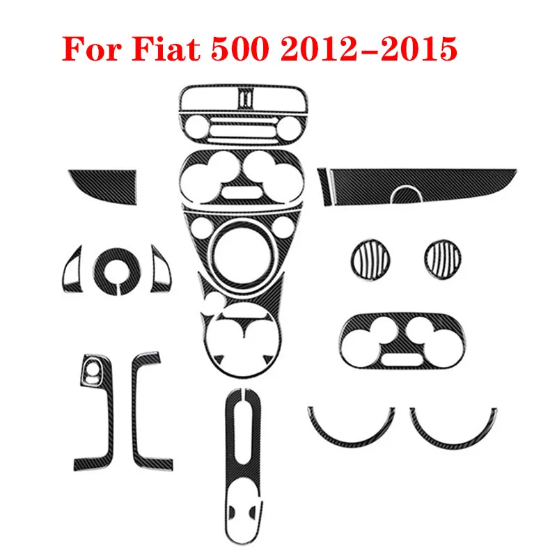 

For Fiat 500 2012 2013 2014 2015 Carbon Fiber Black Stickers Cover Trim Car Interior Decorative Various Parts Accessories