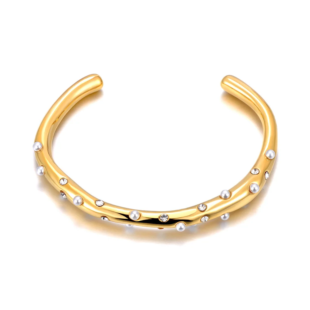 アクセサリー K18 gold bangle 0.46 CT 14K Yellow Gold Natural Round Cut Diamond Infinity