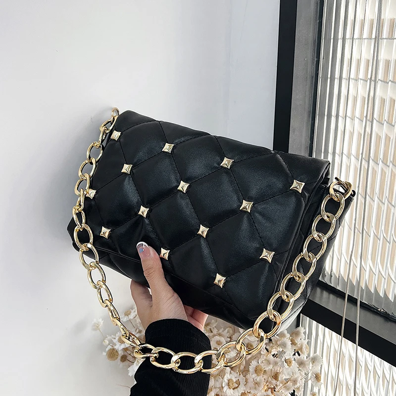 Quilted Crossbody Bags for Women Leather Ladies Shoulder Purses with Chain  Strap Stylish Clutch Purse