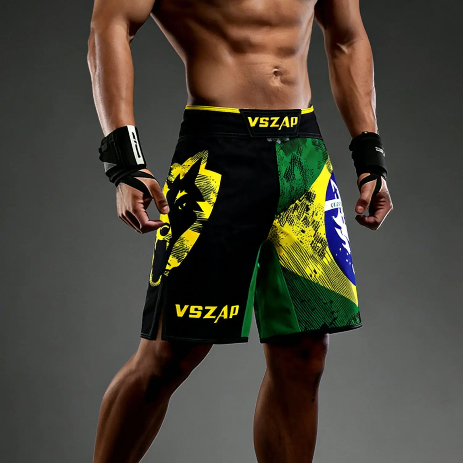 Vszap 파이트 반바지 남성용 BJJ MMA 반바지 복싱 컴뱃 그래플링 반바지 피트니스 무에타이 킥복싱 노기 레슬링 스포츠 바지