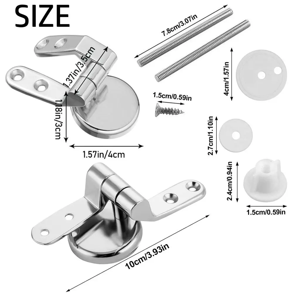 Pair of Toilet Chrome Hinges With Fittings Toilet Seat Replacement Mountings