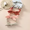 Children Pure Cotton Rabbit Ears Headband Europe and America Girls Top Knot Baby Hairband Kid's Ribbon Bows Hair Accessories 1