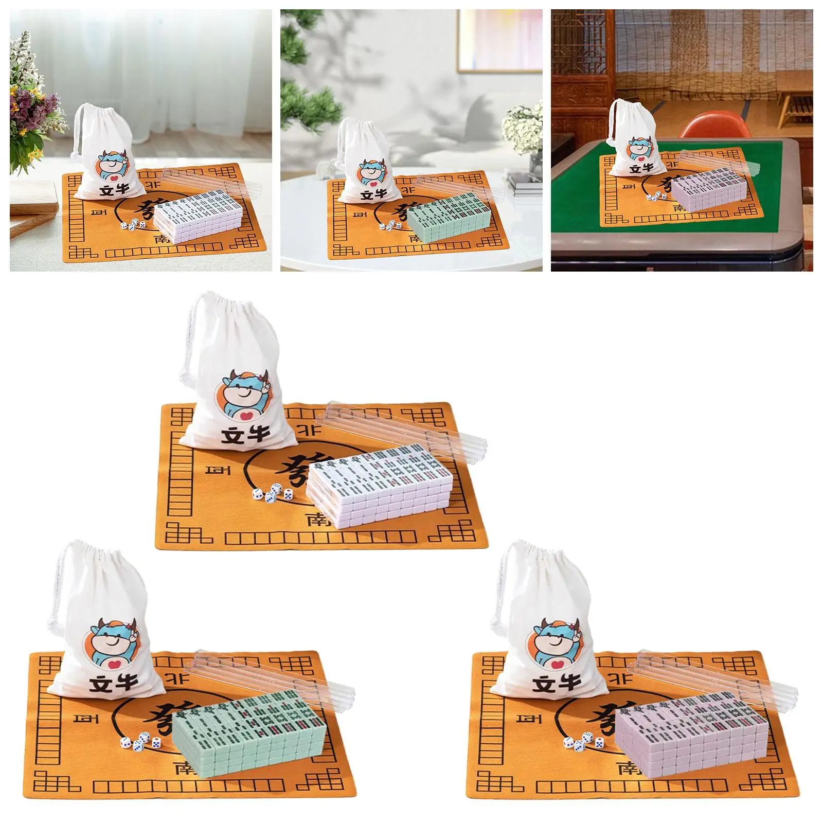 Mini mAh Jong Game Set Traditional Entertainment Portable Party Friends Gathering Game for Travel Party Chinese New Year Holiday 4