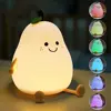 Night Lights for Kids Pear Shaped Cute Silicone Nightlight 7 Colors Dimmable Night Lamp USB Charging for Bedroom Bedside Room 1
