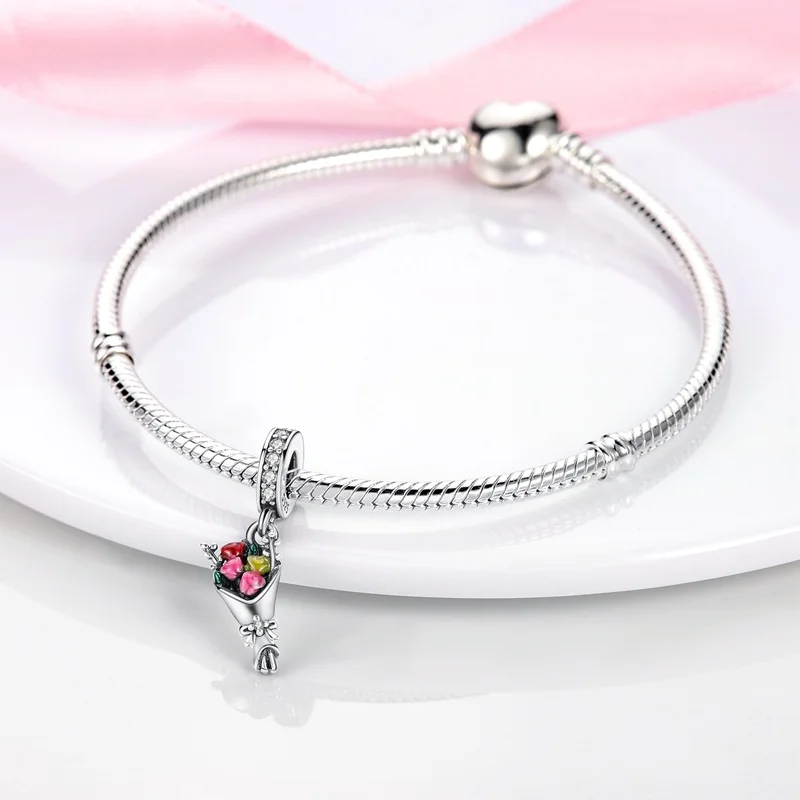 Charm-Perlen aus 925er-Sterlingsilber, Prinzessin-Engel, rosa Serie, Geburtstags-Charm-Perlen, passend für Pan-Original-Armbänder, exquisiter DIY-Schmuck – Detail 12
