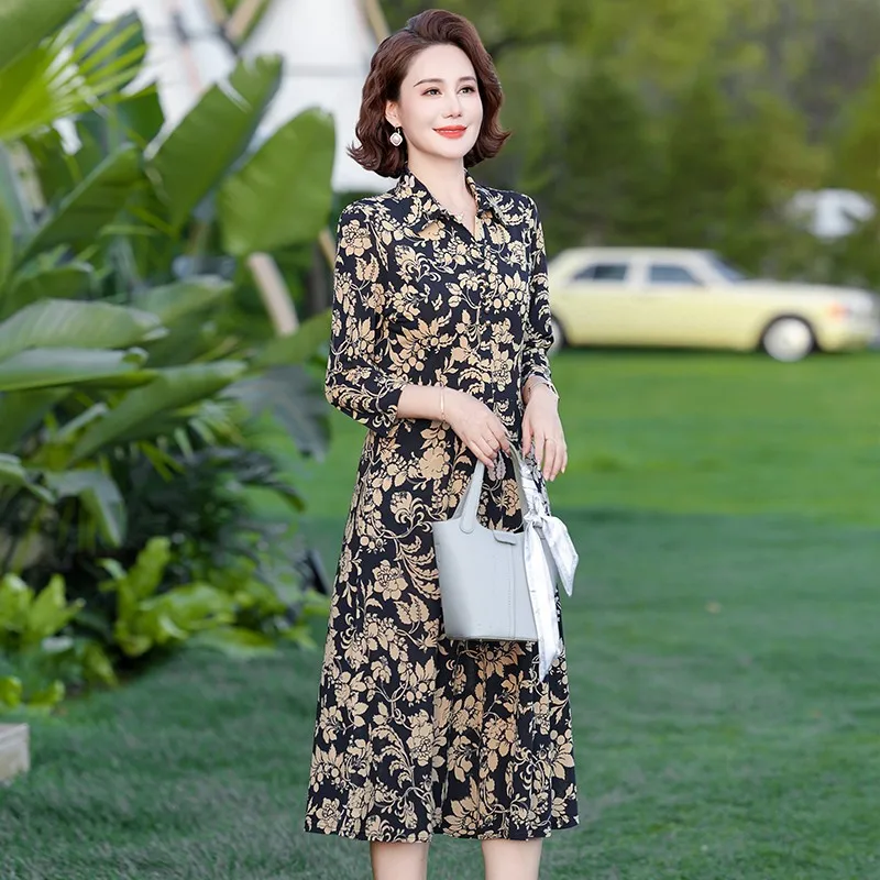 green emerald velvet dress Allover Print Button-Front Shirt Dress  Elegant Long Sleeve Midi Dres   Patricia boutique