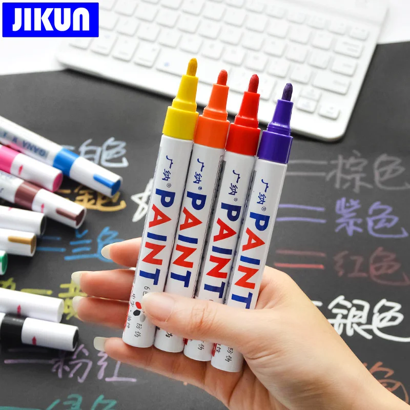 JIKUN 2pcs Permanent Tire Markers Paint Pen Waterproof Durable Fix Stift  Rock Glass Rubber Metal Accessories Painting Pens