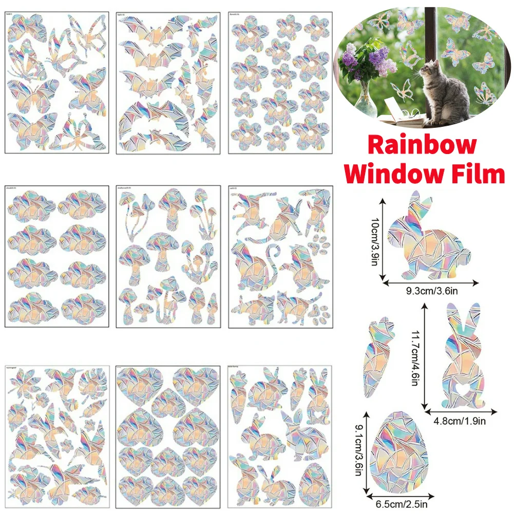 Electrostatic Rainbow Window Film Creative Chic Lightcatcher Rainbow Sticker Prismatic Butterfly Accessories Home Decorations window film window privacy film window sticker