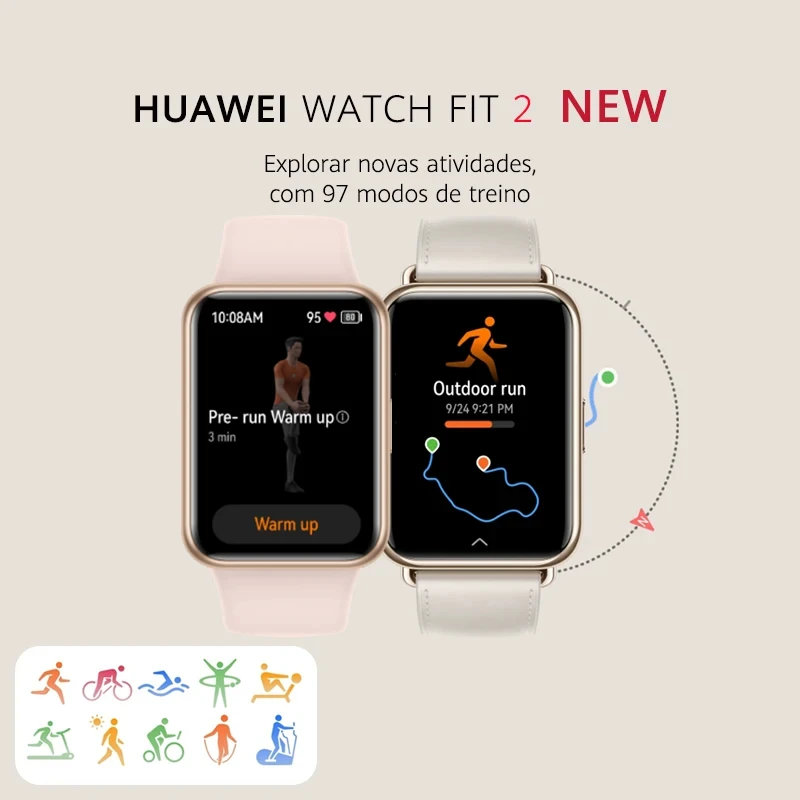 화웨이 워치 FIT 2 1.74 인치 풀뷰 AMOLED 디스플레이, 블루투스 통화, 긴 수명 배터리, Fit 2 지원 스피커, 신제품