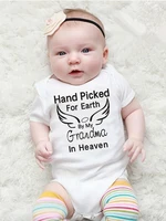 Hand Picked for Earth By My Grandpa/grandma In Heaven Baby Bodysuit Romper Summer Short Sleeve Jumpsuit Ropa 2