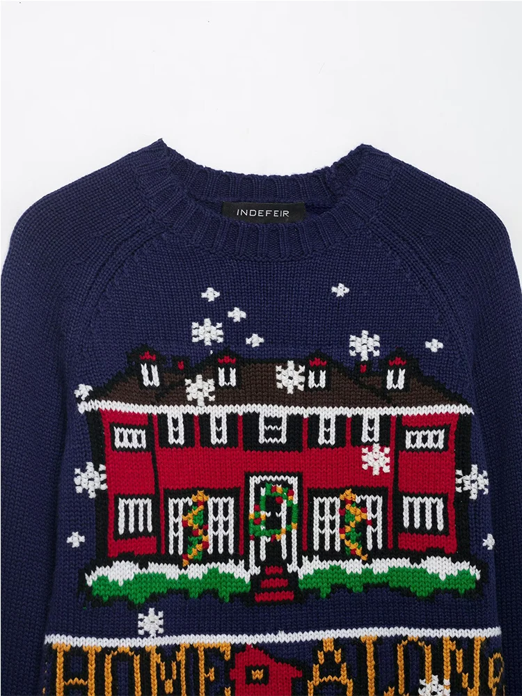 Autumn Winter Chic Knitted Pullover Women Elegant Jacquard Sweater Casual Long Sleeve Female Casual Knitwear Top ﻿ ﻿