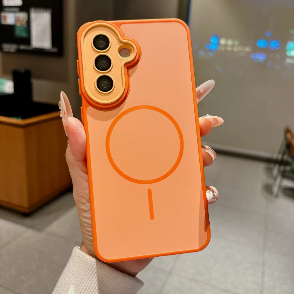 Solid Color Magnetic Charging Shockproof Phone Case with Camera Protection
