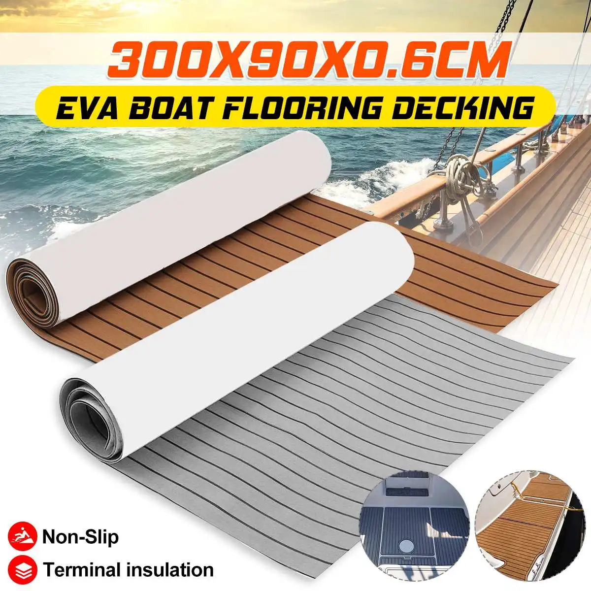 Autoadesivo 3000X900X6Mm Schiuma Eva Marine Boat Yacht Flooring Faux Teak Sheet Pad Boat Decking Decor Mat