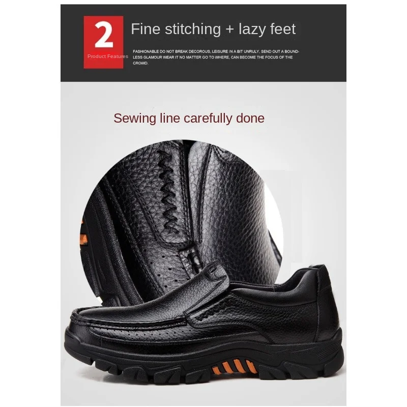 Handmade Leather Men Casual Shoes Soft Sole Comfortable Loafers for Men Fashionable Slip-on Driving Shoes Non-slip Business Shoe