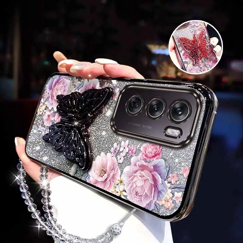 Pink Peonies Plating Bracelet Holder Phone Case