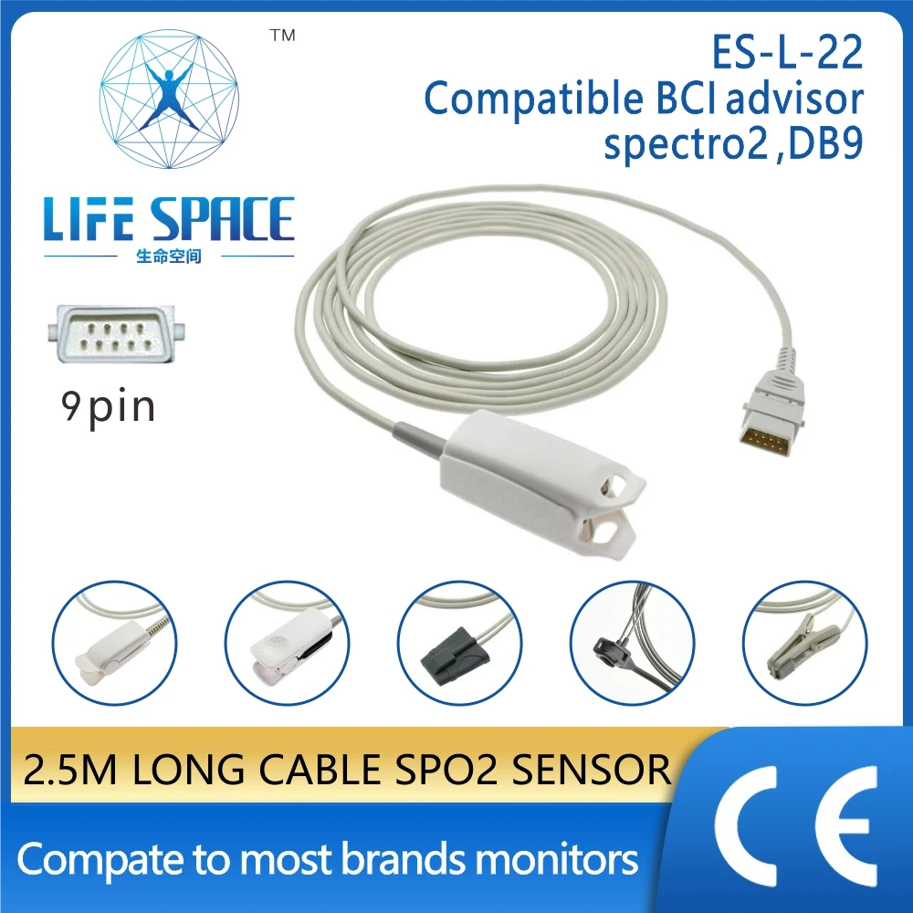 

Compatible BCI,DB9 medical multiparametric monitor pulse oximeter spo2 sensor spo2 probe oximetro tensiometro digital para dedo