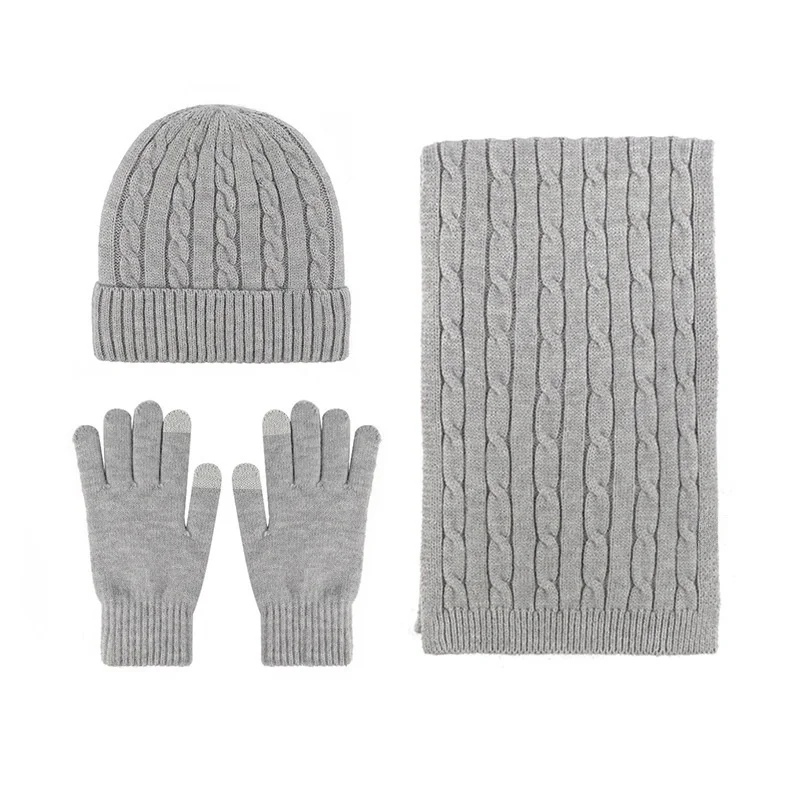 Winter clothes casual keep warm fur glove thickening hat set knitted scarf