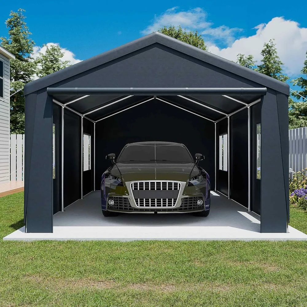Description Picture 2 of item13'x 20' Carport, Heavy Duty Car Canopy Portable Garage with Removable Sidewalls and Roll-up Ventilated Doors & Windows for Car,