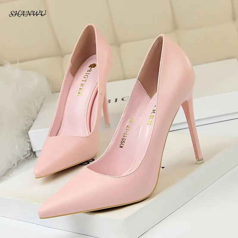 

Women Fashionable Minimalist Women Shoes Appear Slim High Heels Thin Heels Ultra-high Heels Shallow Mouthed Pointed Single Shoes