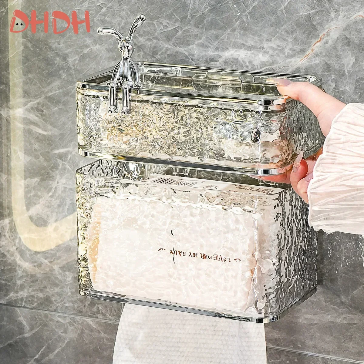 Punch Free Tissue Dispenser Hand Wiping Paper Box Toilet Toilet Paper Box Wall Mounted Household Toilet Paper Drawer 3