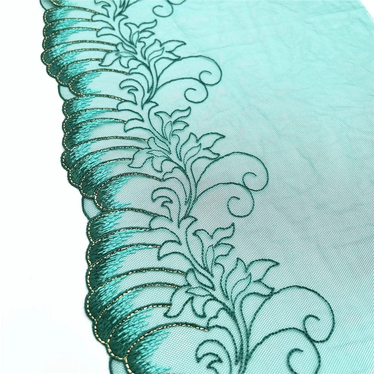 3y/lot Width 25cm Green Shiny Non-Elastic Embroidery Lace Trim Clothing Accessories Dress Sewing Applique Costume Lace Wedding 2