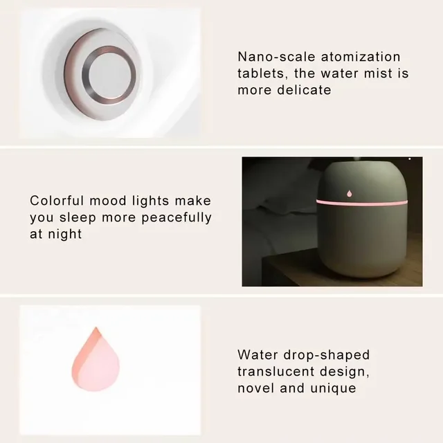 Mini Portable Humidifier Adjustable High Humidity Output Colored Light Quiet Energy Saving Modern Design Humidifier Bedroom Car 5