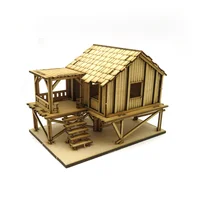 1:72 Southeast Asia Ancient Outdoor Taoyuan Architectural Scene Wooden Cabin Assembly Model Handmade Gift 1