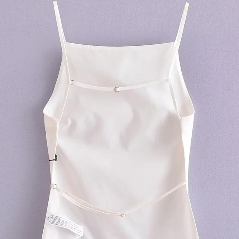 Women Fashion Solid Lace Up Backless Camisole Vintage Thin Straps Square Collar Female Chic Lady Tops Summer Party Elegant Strap