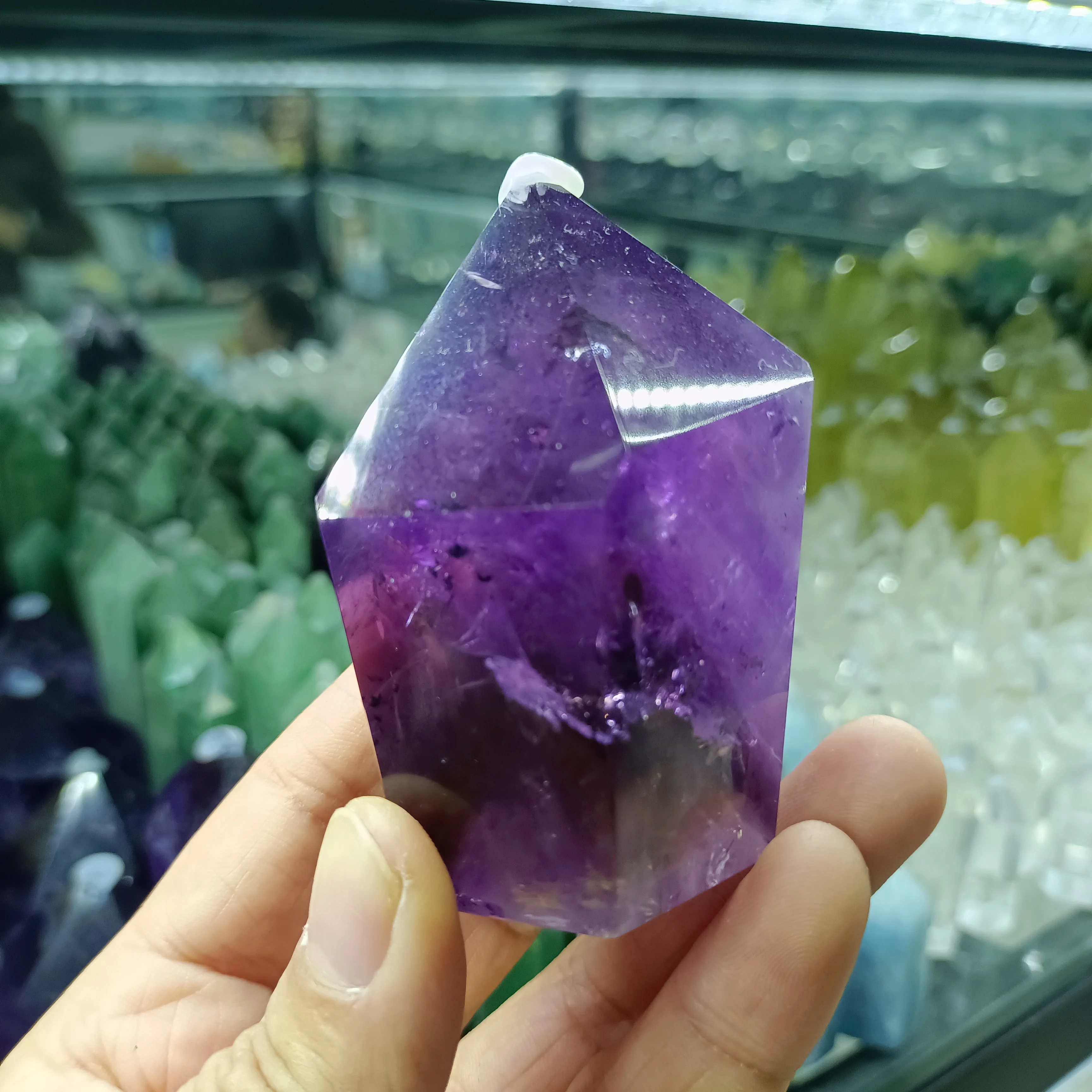 Natural Brazil Amethyst Obelisk Energy Column,Purple Quartz Crystal Wand,Mineral Reiki Healing Wealth Stone,Degaussing Decor 2